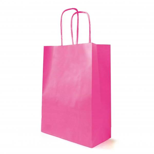 SAC CABAS PAPIER FUCHSIA 23+12X30CM