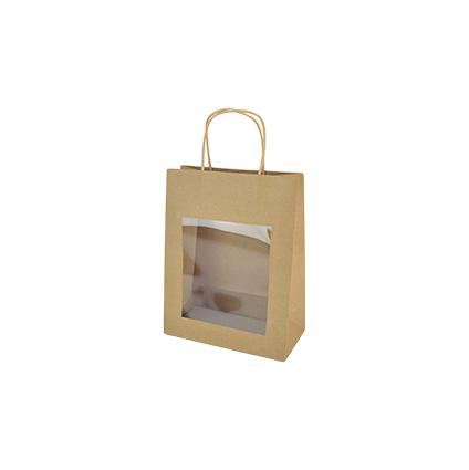 SAC CABAS BRUN FENETRE 11X6X14CM