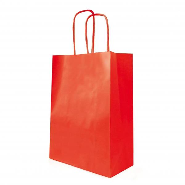 SAC CABAS PAPIER ROUGE 18+8X22CM