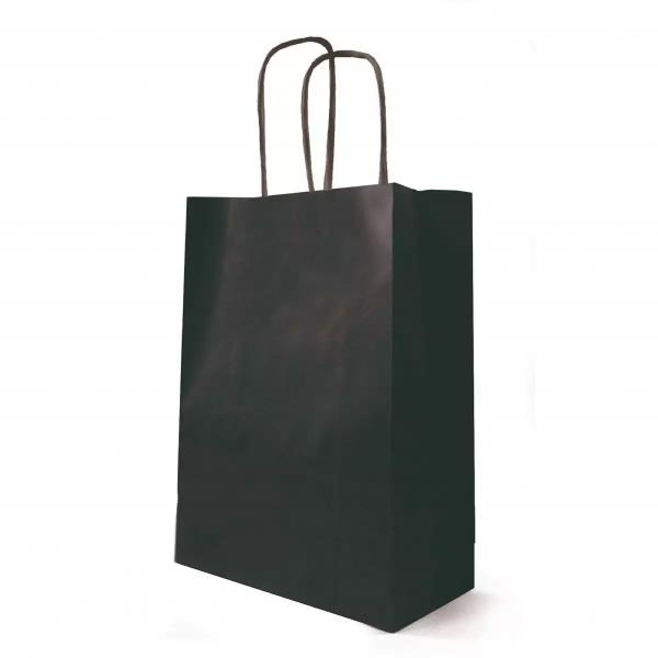 SAC CABAS PAPIER NOIR 18+8X22CM