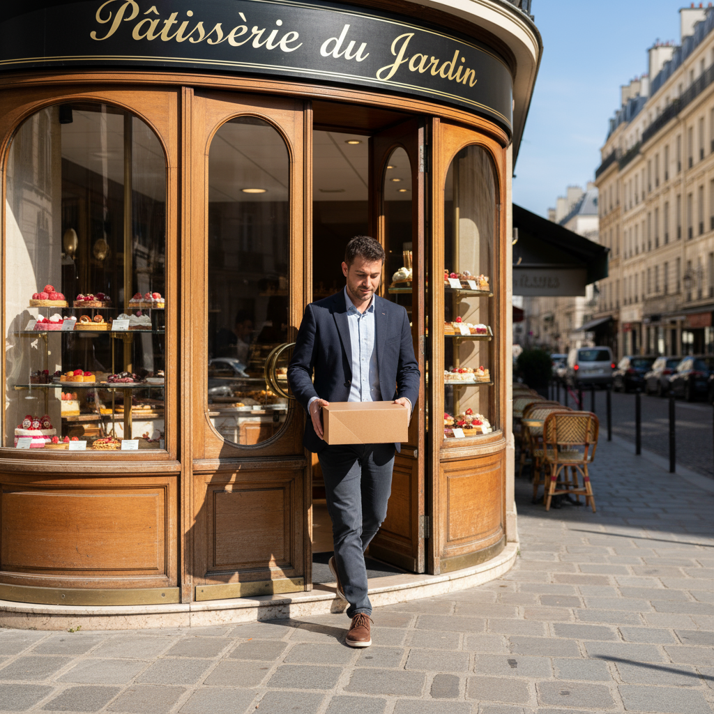 Boîte pâtissière brune